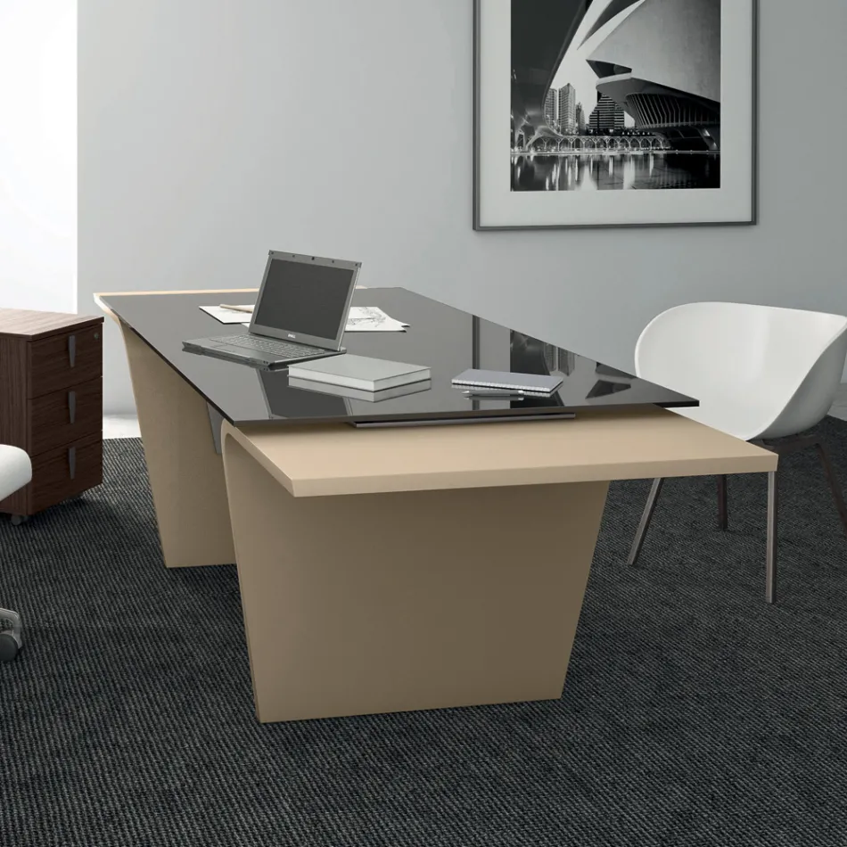 Scrivania con piano in vetro Andrea Stramigioli - Frafalla Viadurini