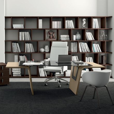 Scrivania con piano in vetro Andrea Stramigioli - Frafalla Viadurini