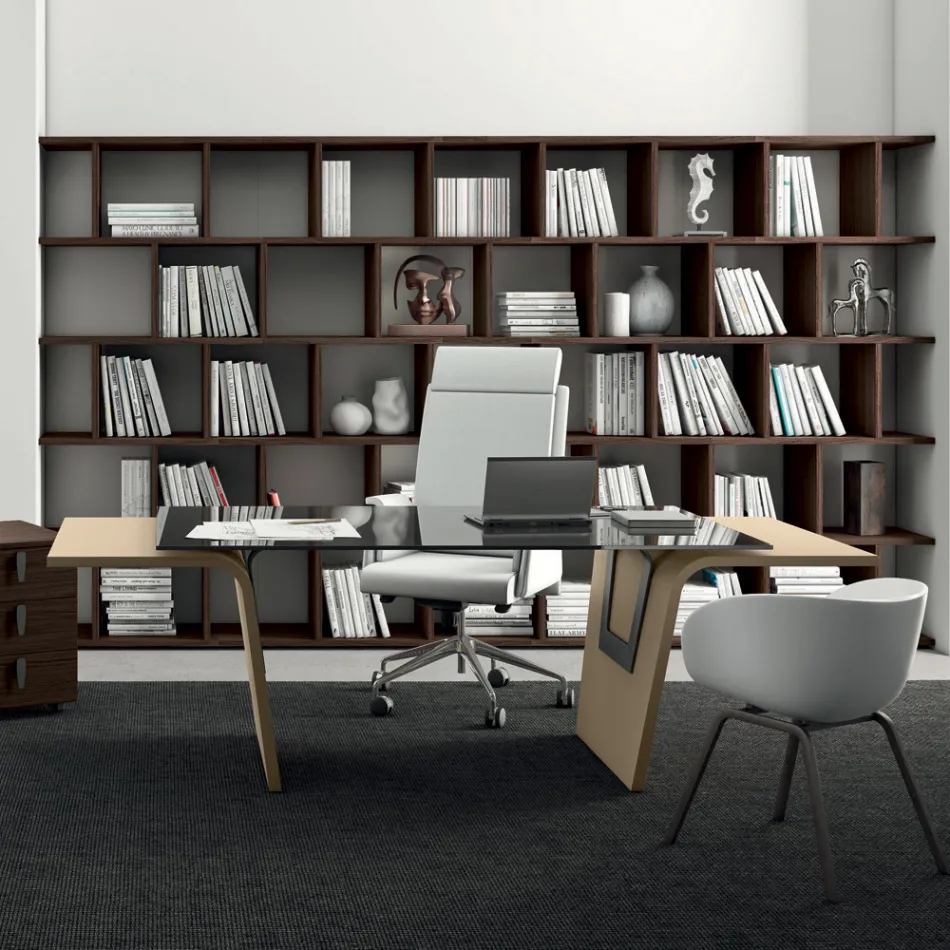 Scrivania con piano in vetro Andrea Stramigioli - Frafalla Viadurini