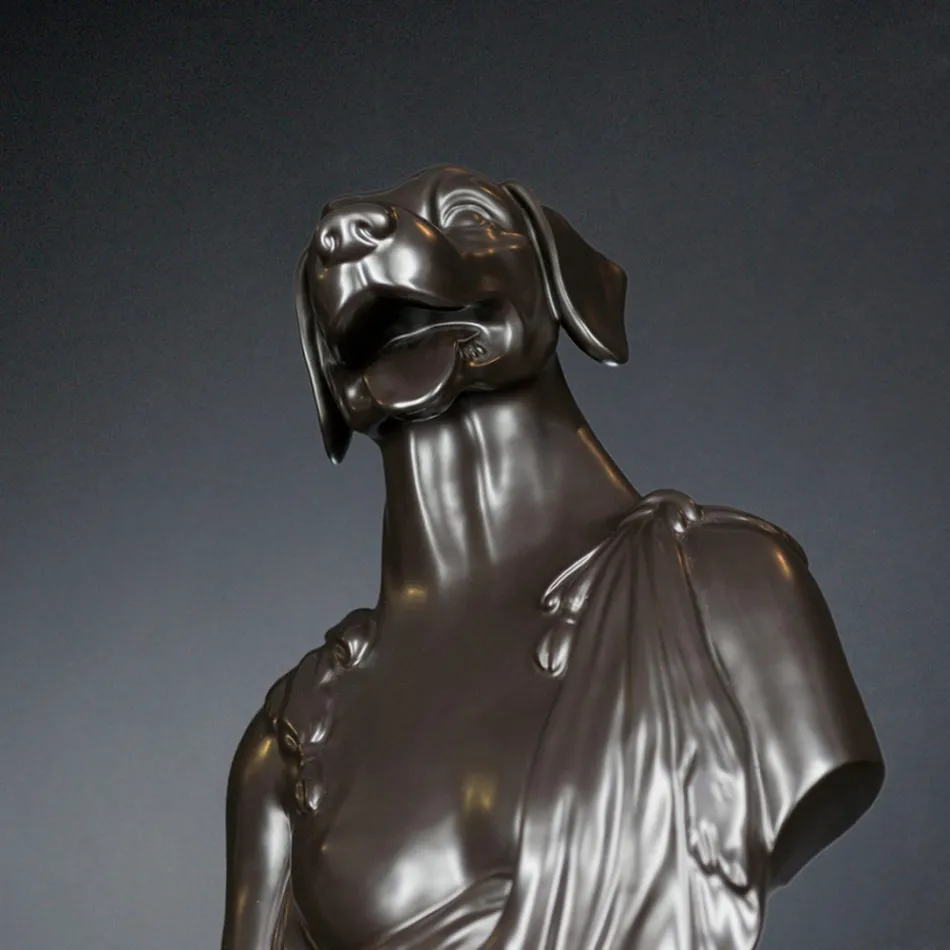 Scultura in ceramica artigianale Nera 100% Made in Italy Fabas 2 Viadurini