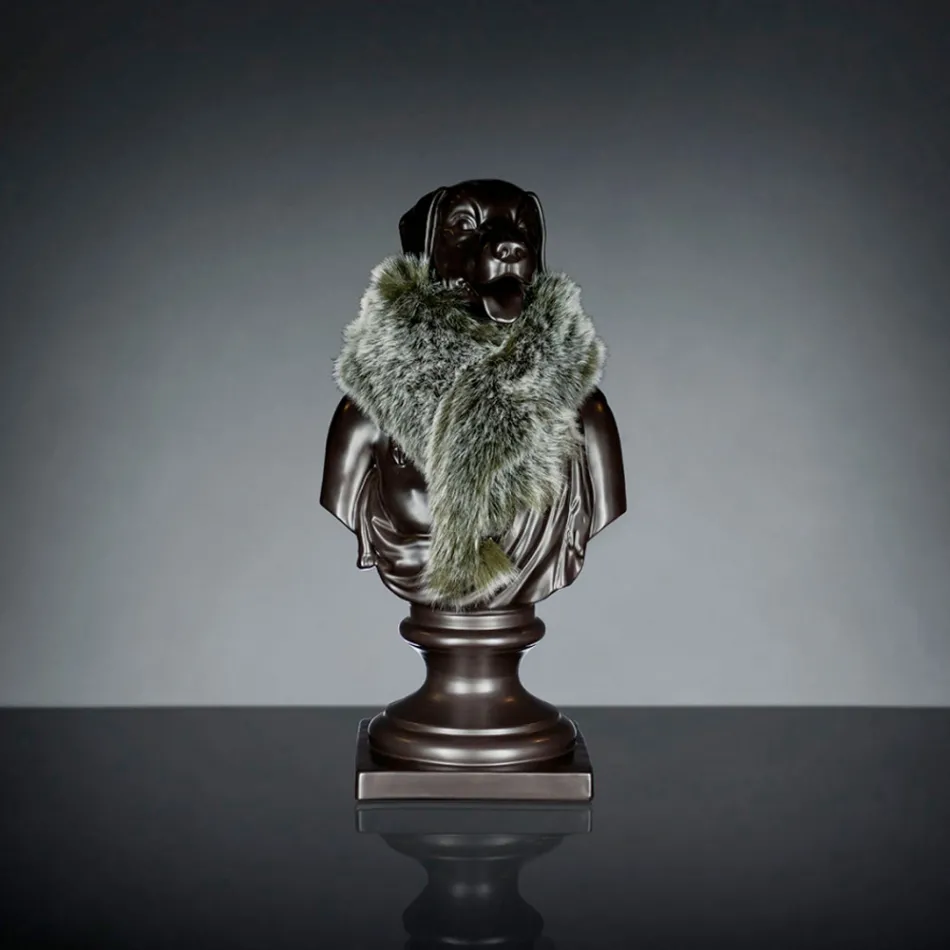 Scultura in ceramica artigianale Nera 100% Made in Italy Fabas 2 Viadurini