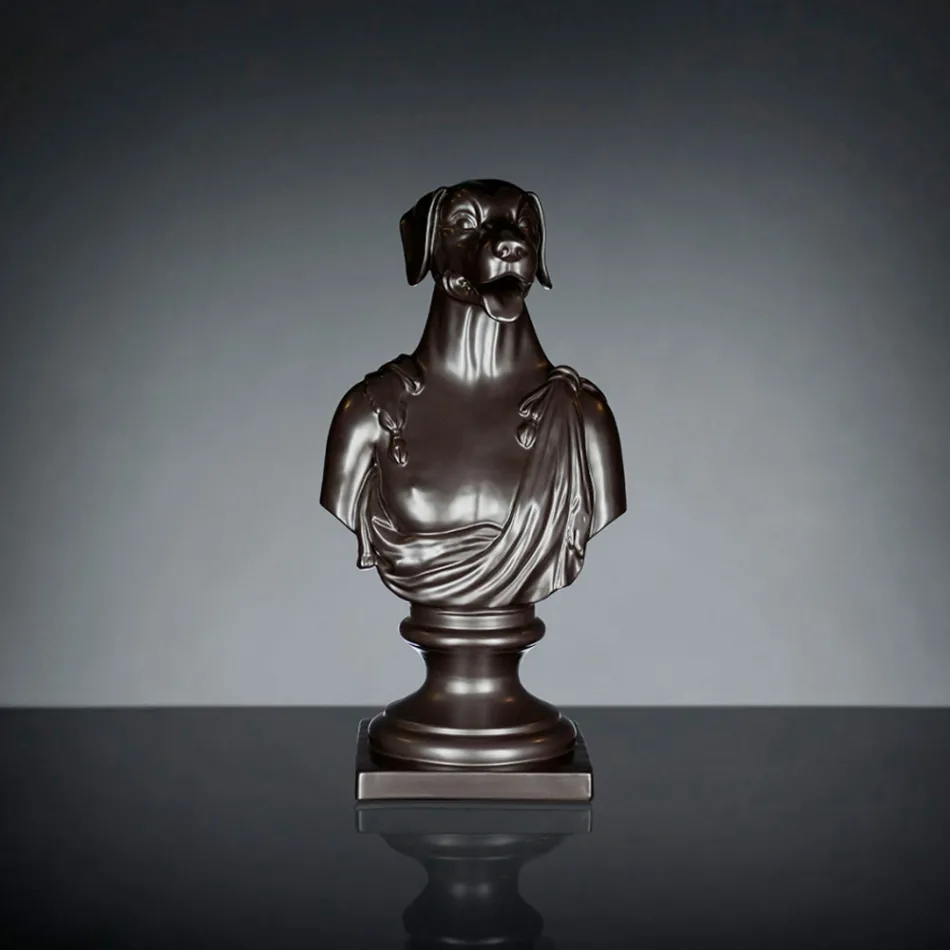 Scultura in ceramica artigianale Nera 100% Made in Italy Fabas 2 Viadurini