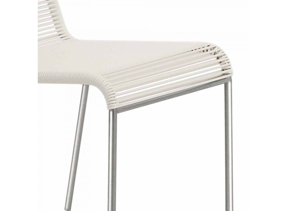 Sedia Bianca di Design da Esterno in Acciaio e PVC Made in Italy - Madagascar Viadurini