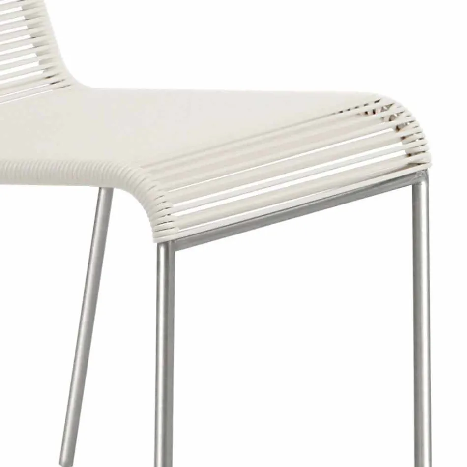 Sedia Bianca di Design da Esterno in Acciaio e PVC Made in Italy - Madagascar Viadurini
