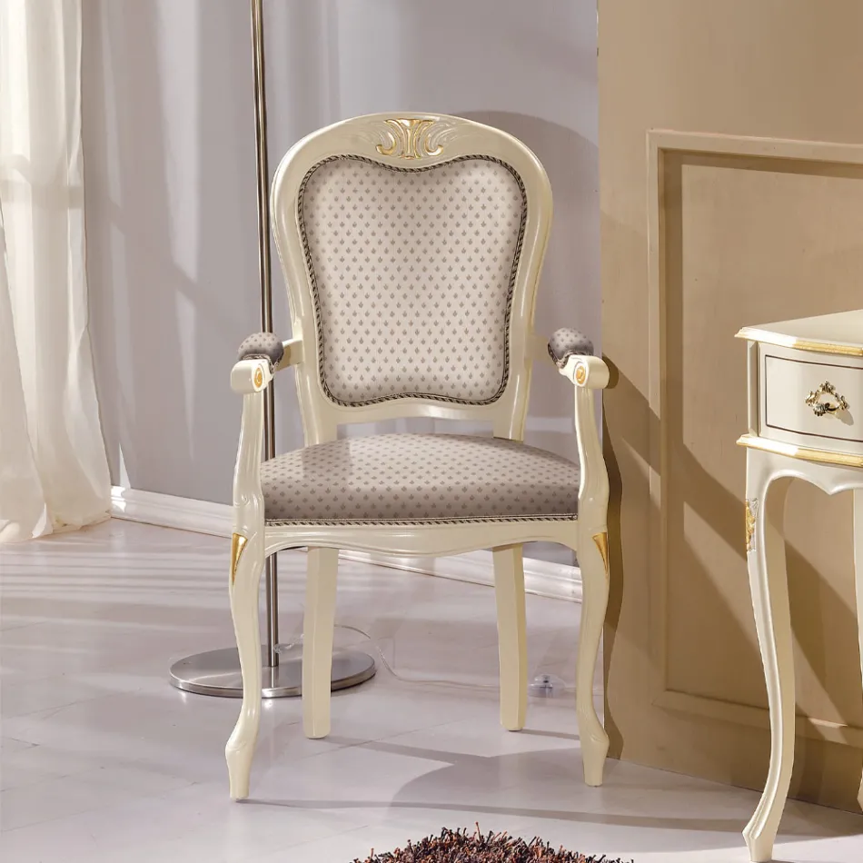 Sedia Capotavola in Legno Rivestita in Tessuto Made in Italy - Majesty Viadurini