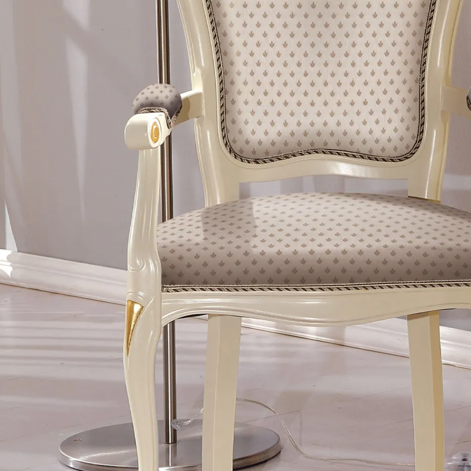 Sedia Capotavola in Legno Rivestita in Tessuto Made in Italy - Majesty Viadurini