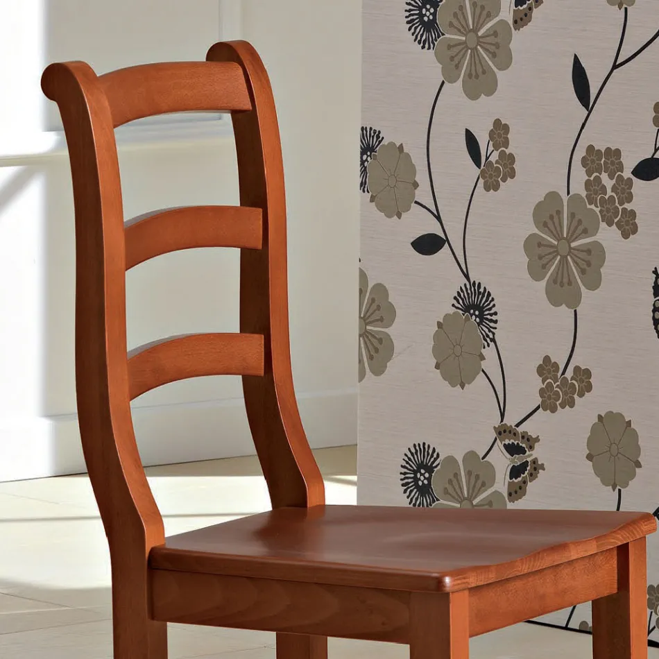 Sedia Classica in Legno Massello di Faggio di Design Italiano - Baptiste Viadurini