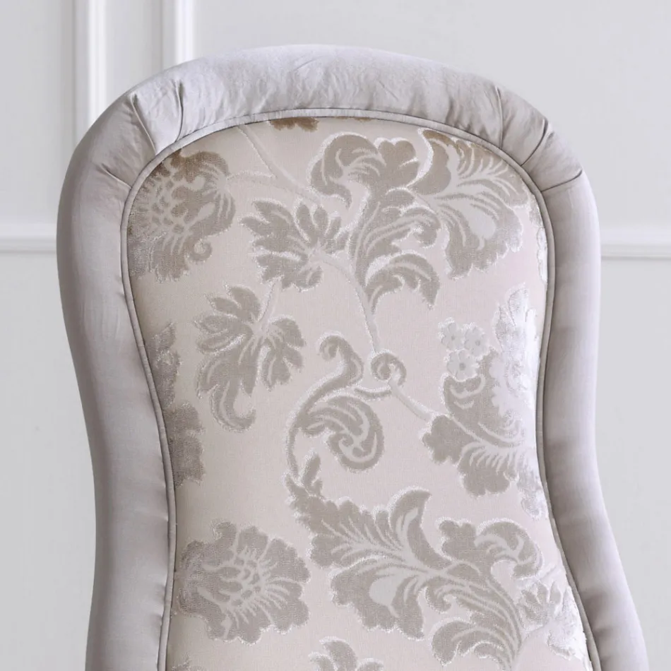 Sedia Classica in Legno Noce e Tessuto Imbottito Made in Italy - Baroque Viadurini