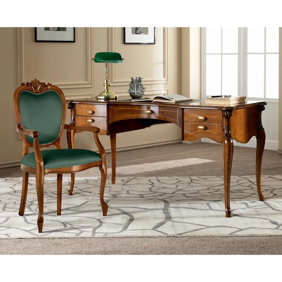 Sedia Classica in Legno Noce o Oro Imbottita Made in Italy - Imperator Viadurini