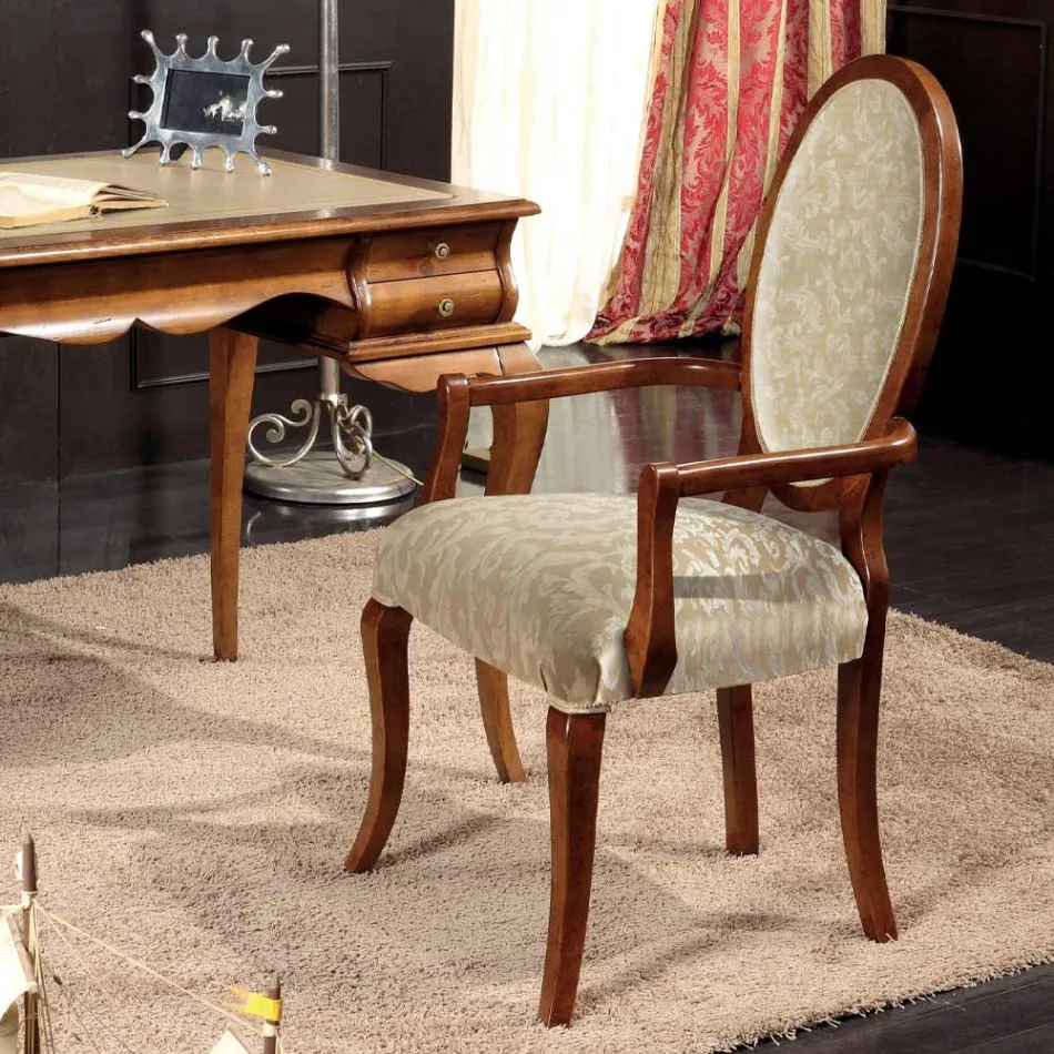 Sedia Classica Legno e Tessuto Con o Senza Braccioli Made in Italy - Ellie Viadurini