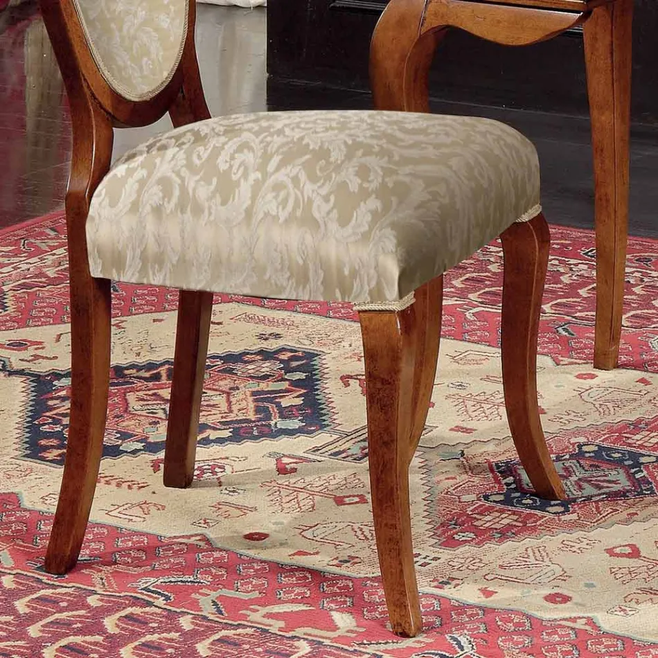 Sedia Classica Legno e Tessuto Con o Senza Braccioli Made in Italy - Ellie Viadurini
