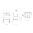 Sedia con Braccioli in Faggio Sbiancato e Seduta in Cuoio Made in Italy - Nora Viadurini