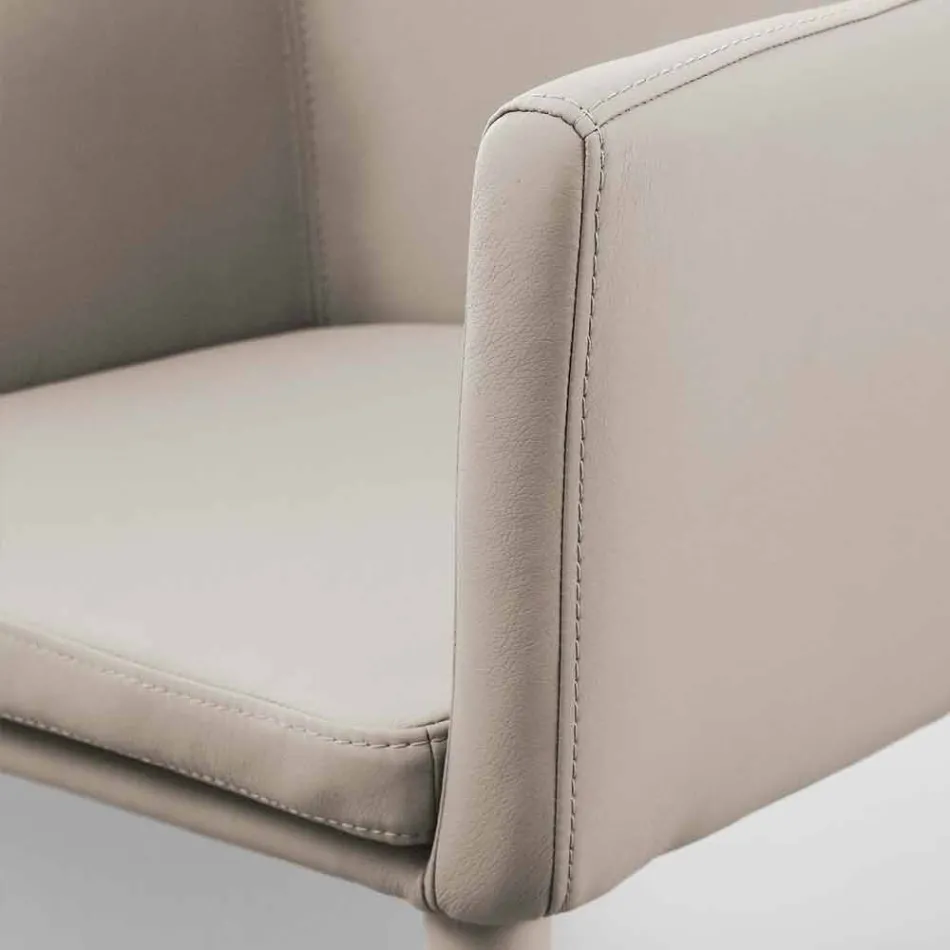 Sedia con braccioli in metallo rivestito in ecopelle Carlina Viadurini