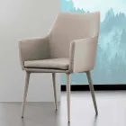 Sedia con braccioli in metallo rivestito in ecopelle Carlina Viadurini
