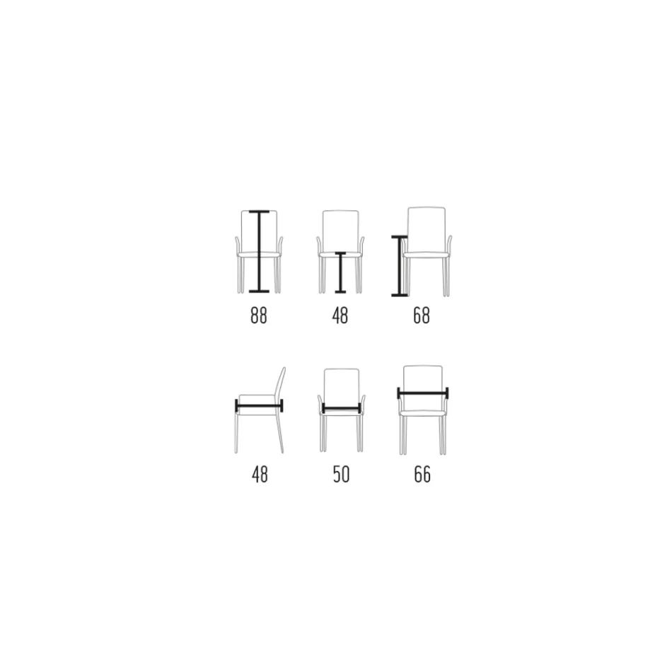 Sedia con Braccioli Rivestita in Cuoio Avorio Made in Italy - Conchiglia Viadurini