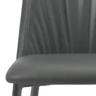 Sedia Cucina in Ecopelle e Acciaio Realizzata in Italia 4 Pezzi - Alexia Viadurini