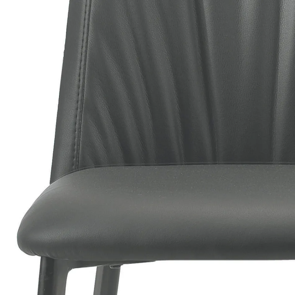 Sedia Cucina in Ecopelle e Acciaio Realizzata in Italia 4 Pezzi - Alexia Viadurini