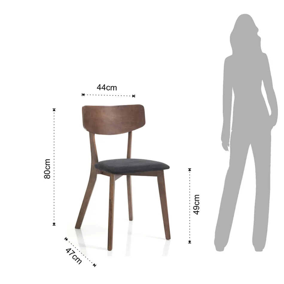Sedia Cucina in Tessuto con Struttura in Legno Massello 2 Pezzi - Tonino Viadurini