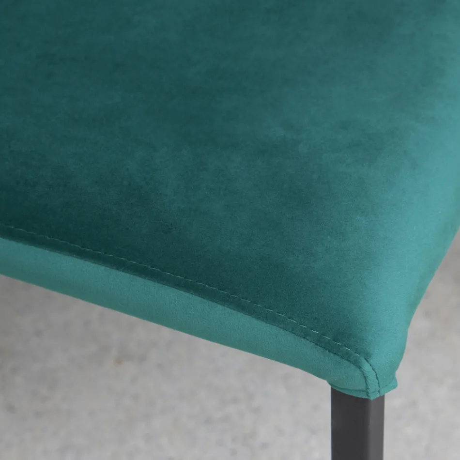 Sedia da Cucina con Gambe in Metallo e Seduta in Velluto, 4 Pezzi - Darvina Viadurini