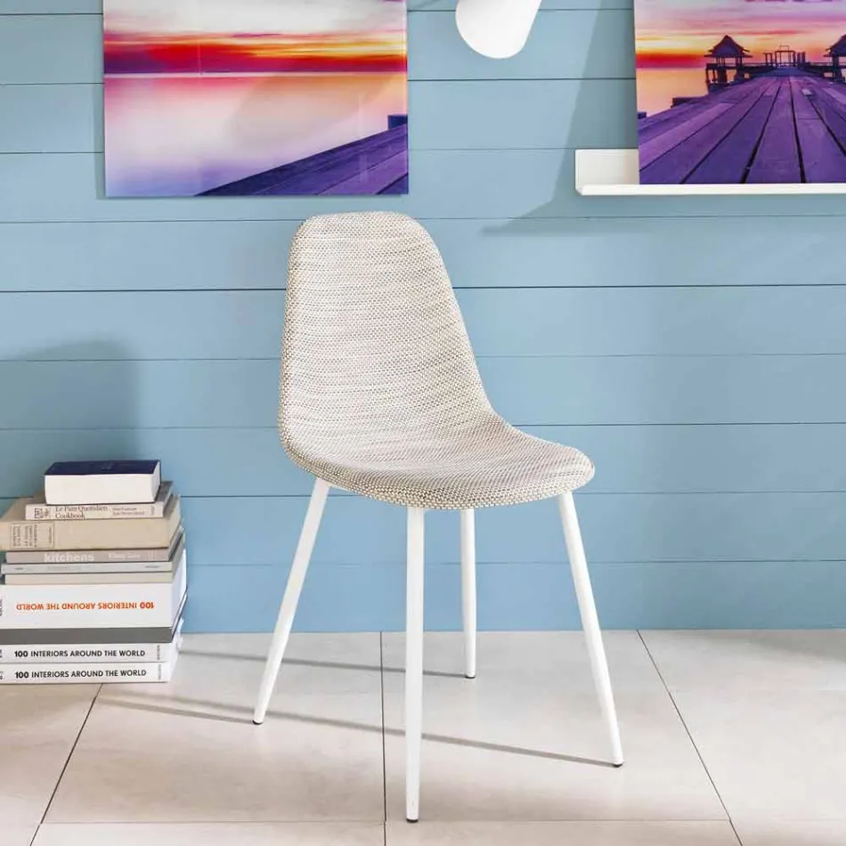 Sedia da cucina design moderno in similrattan Cassidy, 4 pezzi Viadurini