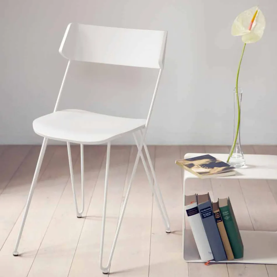 Sedia da Cucina Fatta a Mano in Legno e Acciaio Pregiata Made in Italy - Granada Viadurini