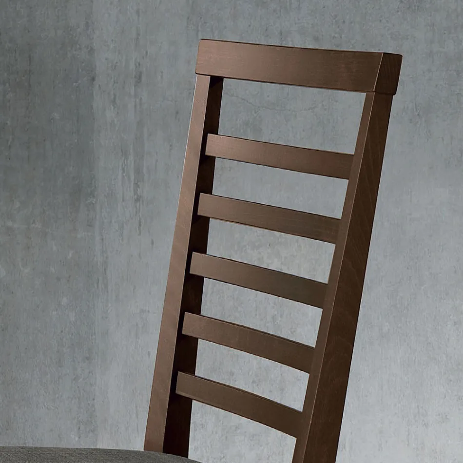 Sedia da Cucina in Legno e Seduta in Tessuto Design Italiano - Jeanine Viadurini