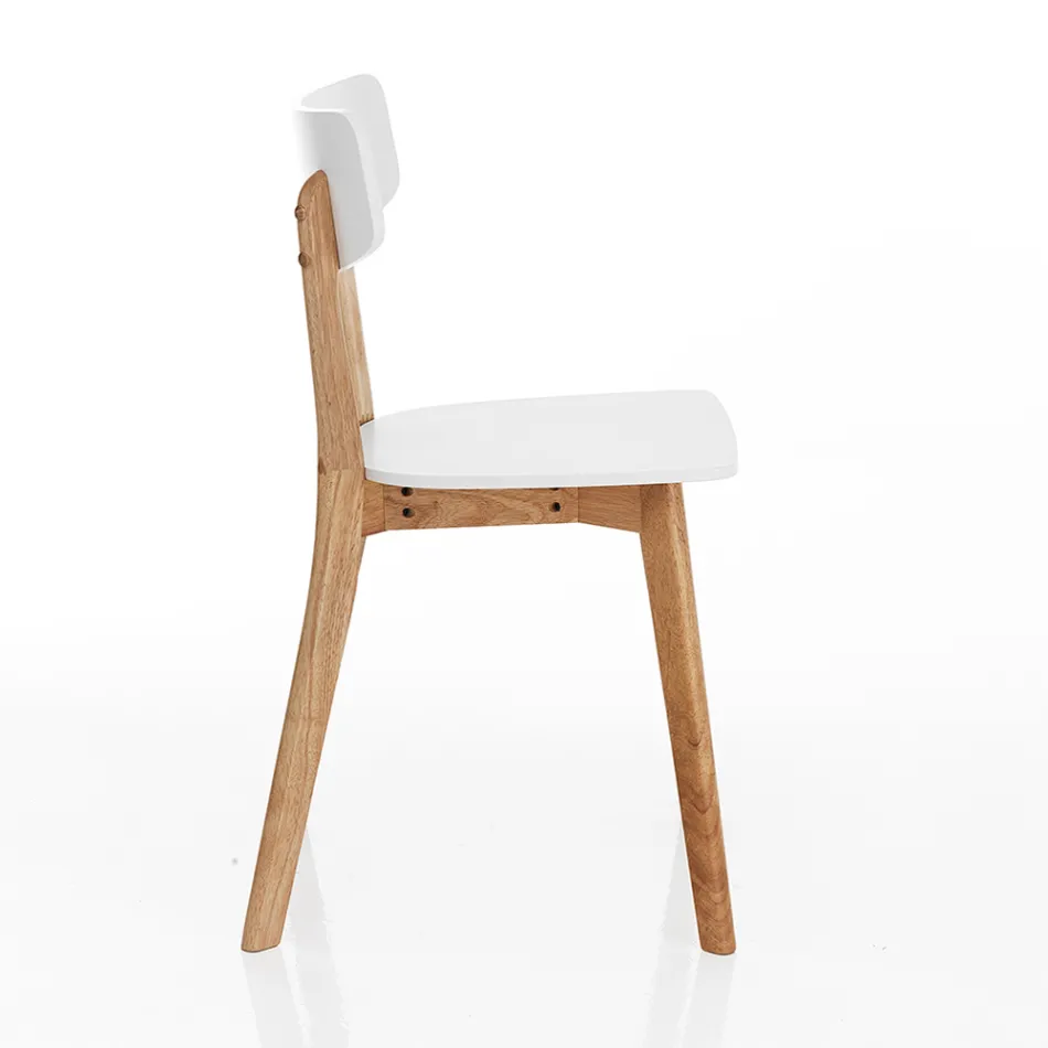 Sedia da Cucina in Legno Massello Bianco e Tinto Rovere 2 Pezzi - Tonino Viadurini
