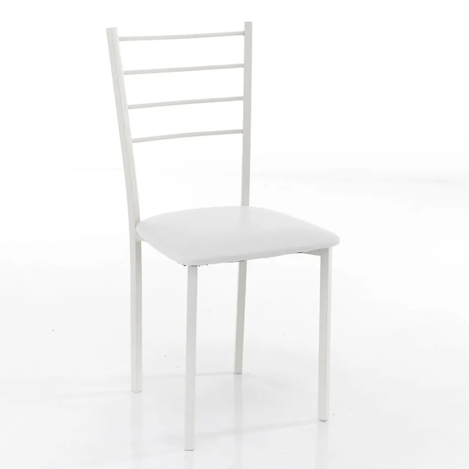 Sedia da Cucina in Pelle Sintetica e Metallo Verniciato 4 Pezzi - Remida Viadurini