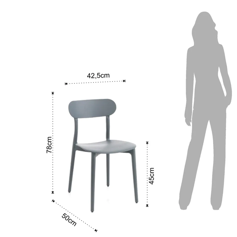 Sedia da Cucina in Polipropilene Bianco o Grigio Opaco 4 Pezzi - Milano Viadurini
