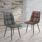 Sedia da Cucina in Tessuto con Gambe in Metallo Nero 4 Pezzi - Celeste Viadurini