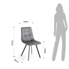 Sedia da Cucina in Tessuto con Gambe in Metallo Nero 4 Pezzi - Celeste Viadurini