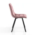 Sedia da Cucina in Tessuto con Gambe in Metallo Nero 4 Pezzi - Celeste Viadurini