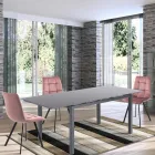 Sedia da Cucina in Tessuto con Gambe in Metallo Nero 4 Pezzi - Celeste Viadurini