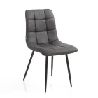 Sedia da Cucina in Tessuto con Gambe in Metallo Nero 4 Pezzi - Celeste Viadurini