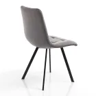 Sedia da Cucina in Tessuto con Gambe in Metallo Nero 4 Pezzi - Celeste Viadurini