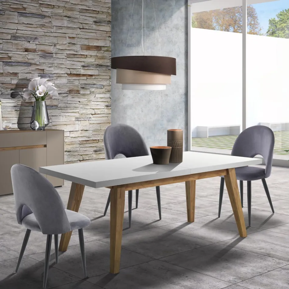 Sedia da Cucina in Tessuto Effetto Velluto e Metallo 4 Pezzi - Renetta Viadurini