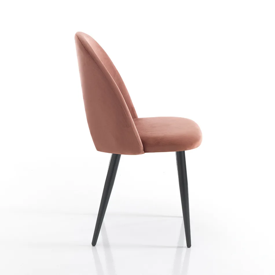 Sedia da Cucina in Tessuto Effetto Velluto e Metallo 4 Pezzi - Renetta Viadurini