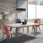 Sedia da Cucina in Tessuto Effetto Velluto e Metallo 4 Pezzi - Renetta Viadurini