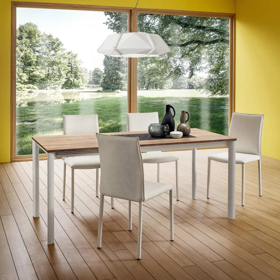 Sedia da Cucina Interamente Rivestita in Ecopelle Made in Italy, 2 Pezzi - Maria Viadurini