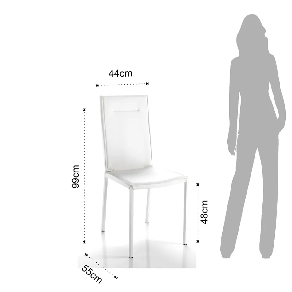 Sedia da Cucina Interamente Rivestita in Pelle Sintetica 2 Pezzi - Atenea Viadurini