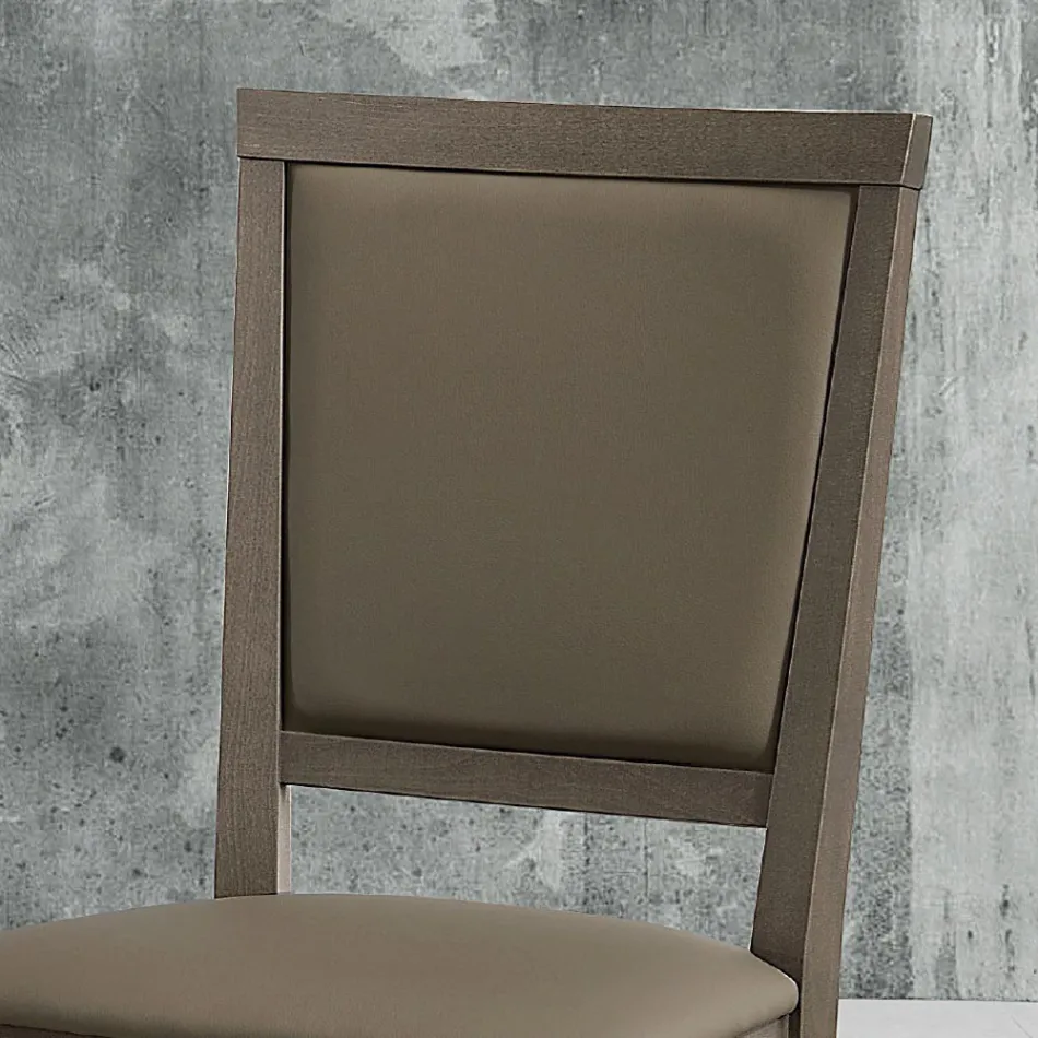 Sedia da Cucina Moderna in Legno e Ecopelle Design Made in Italy - Taver Viadurini