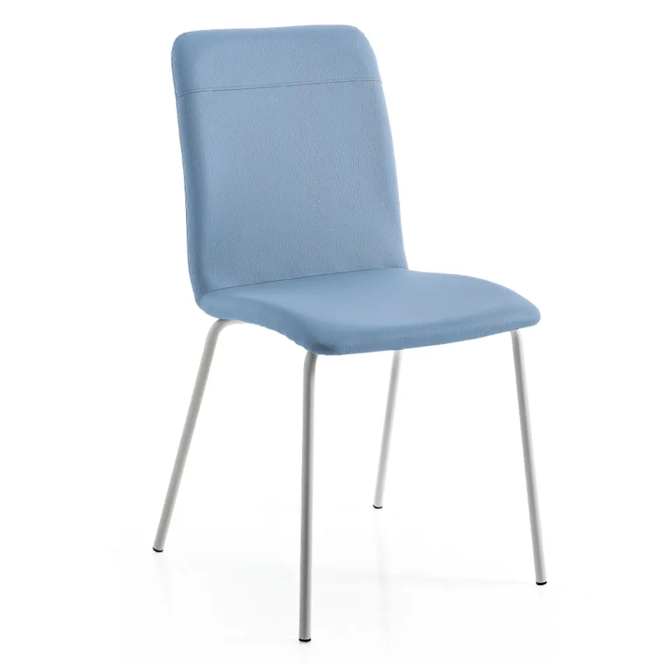 Sedia da Cucina o Soggiorno in Ecopelle Colorata e Metallo Design - Hermione Viadurini