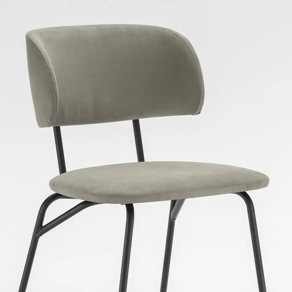 Sedia da Cucina Rivestita in Microfibra Made in Italy, 2 Pezzi - Rebecca Viadurini