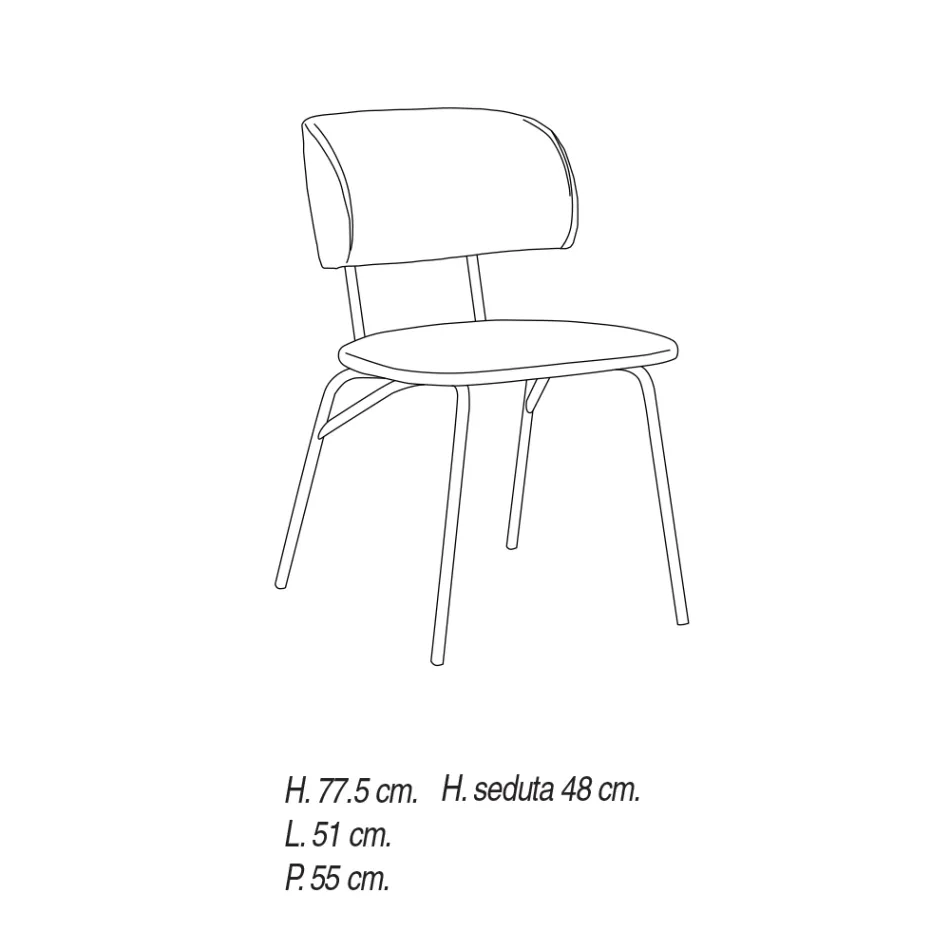 Sedia da Cucina Rivestita in Microfibra Made in Italy, 2 Pezzi - Rebecca Viadurini