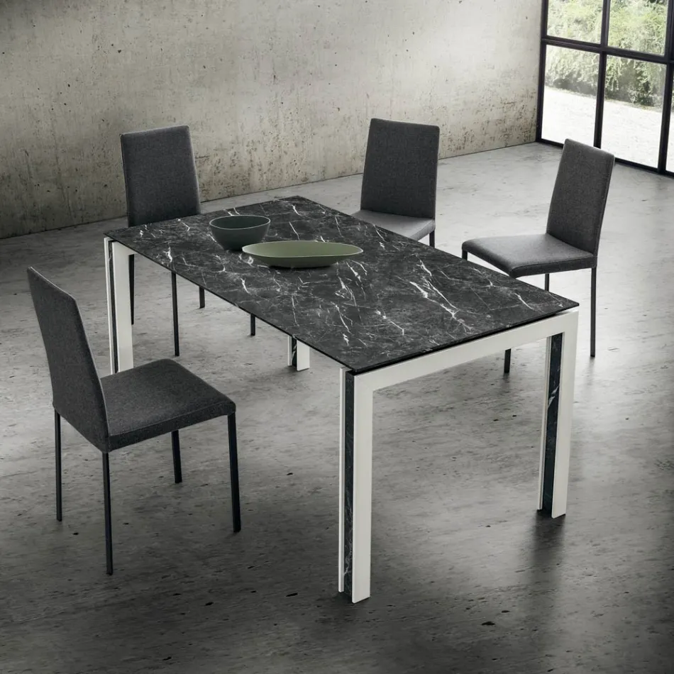 Sedia da Cucina Rivestita in Tessuto Realizzata in Italia, 2 Pezzi - Mawi Viadurini