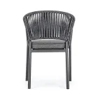 Sedia da Esterno Impilabile con Seduta in Tessuto, Homemotion 4 Pezzi - Aleandro Viadurini