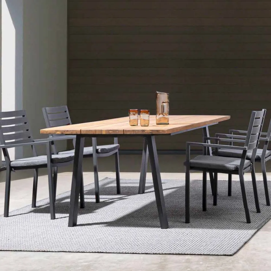 Sedia da Esterno Impilabile in Alluminio Homemotion, 4 Pezzi - Carina Viadurini