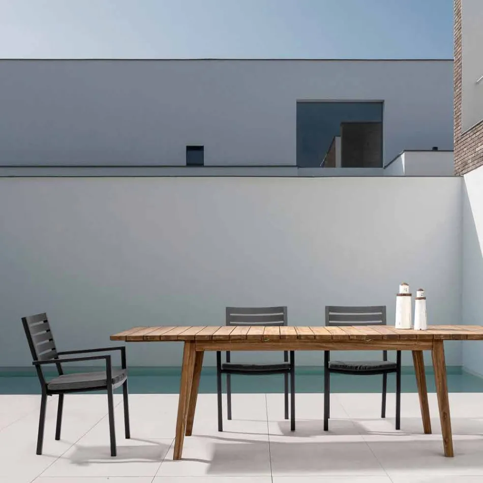 Sedia da Esterno Impilabile in Alluminio Homemotion, 4 Pezzi - Carina Viadurini