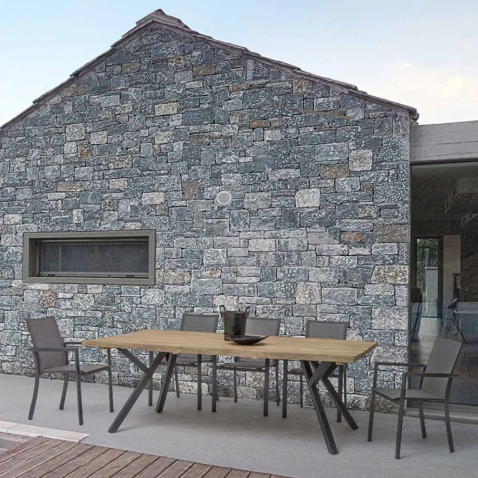 Sedia da Esterno Impilabile in Alluminio Verniciato, Homemotion, 4 Pezzi - Vicki Viadurini