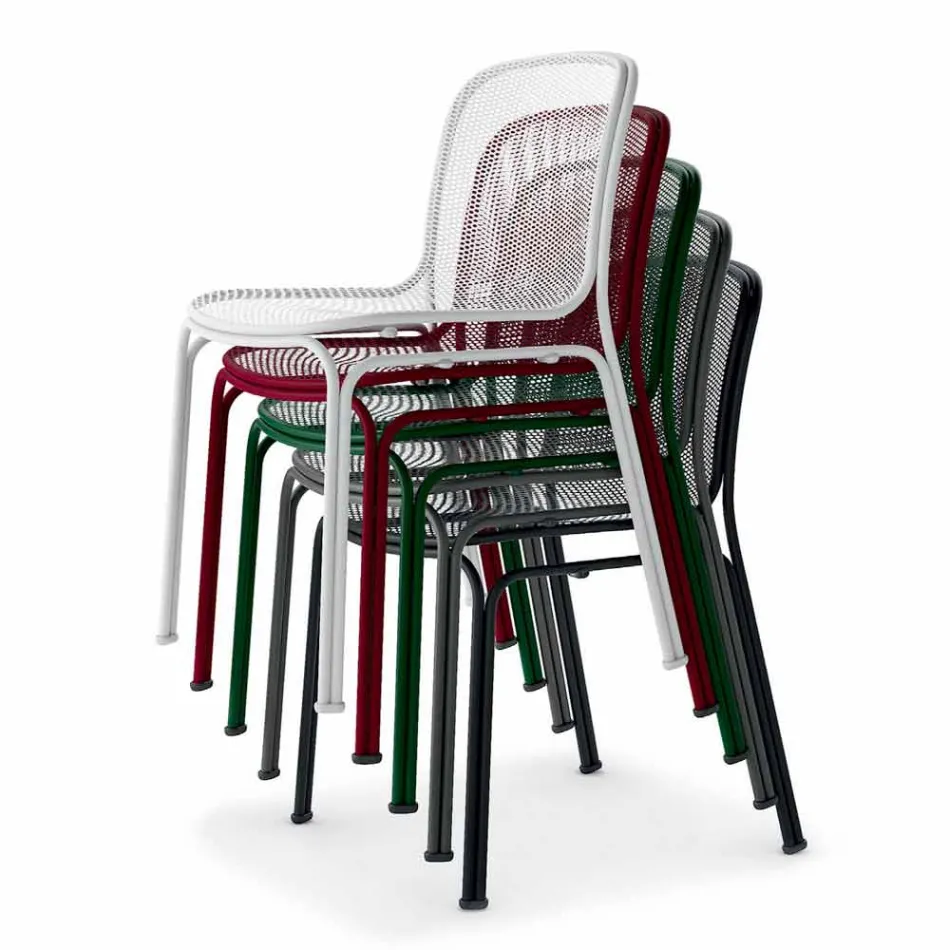 Sedia da Esterno Impilabile in Metallo Made in Italy, 4 Pezzi - Prunella Viadurini